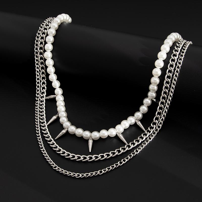 Exquisite Luxury Cross Pendant Imitation Pearl Pants Chain For Men Punk Trousers Chain Hip Hop Jeans Chain Clothing Accessories