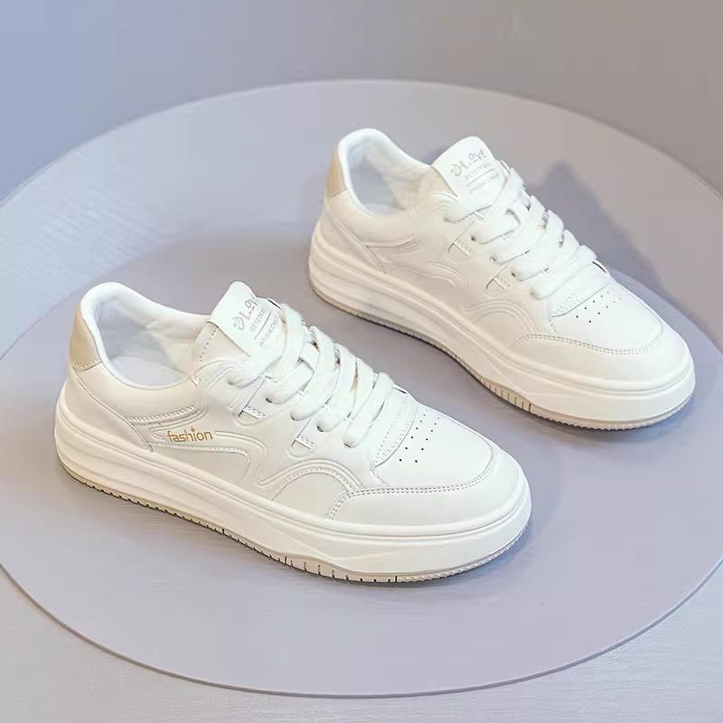 

Маленькие белые туфли весна новая повседневная шнуровка однотонные женские туфли легкие и дышащие универсальные на плоской подошве шнуровка кеды 40