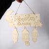 Wooden Eid Mubarak  ing Pendant Ramadan   Pattern   Crafts Ornament with Rope Festival Decoration