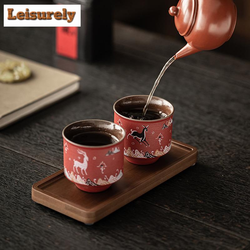 2pc/set Forbidden City Teacup Luxury Tea Bowl Beautiful Tea Cup Tea-tasting Personal Cup Chazhan Master Cups Wedding Gift Box