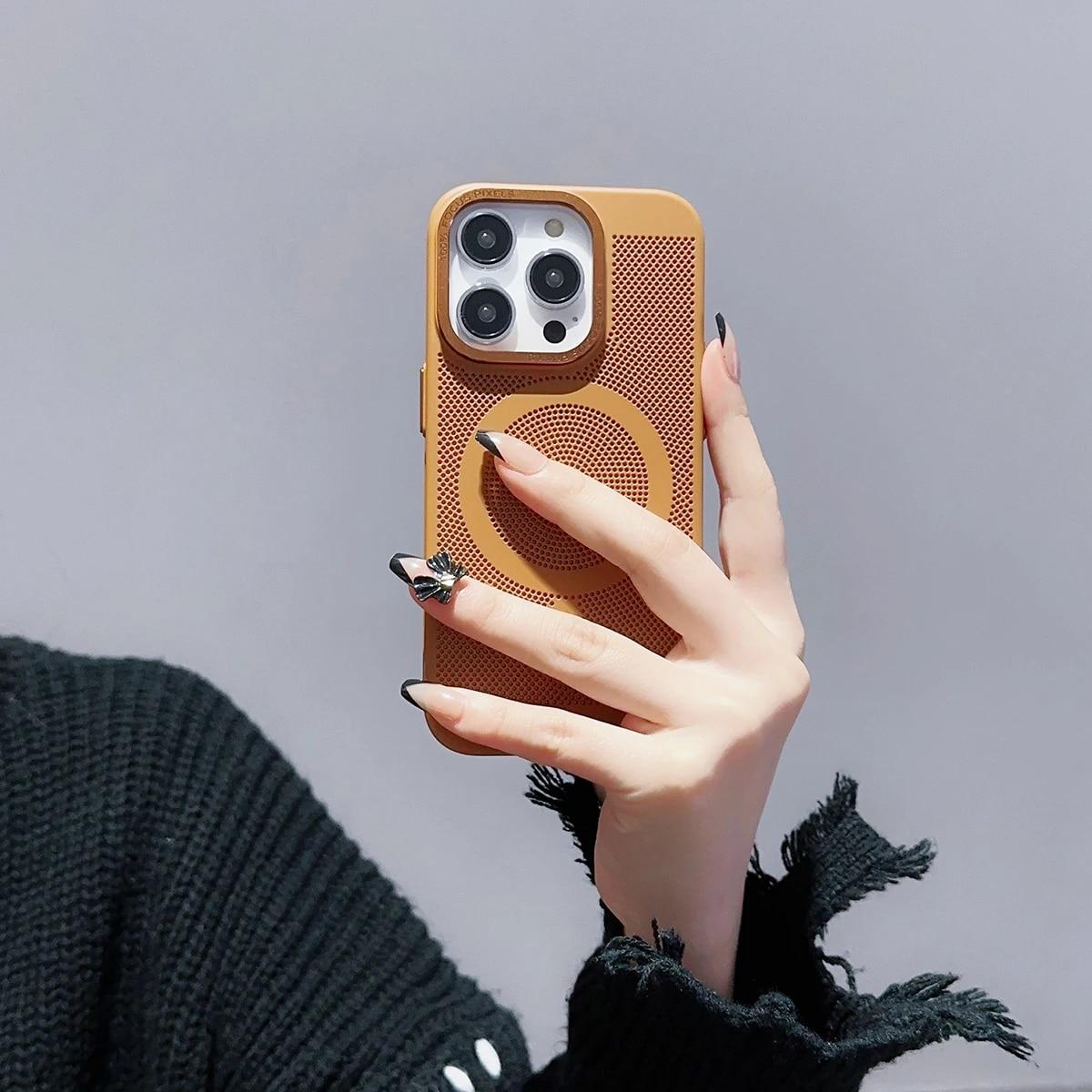 

Дышащая магнитная задняя крышка с матовой сеткой для iPhone 15 14 13 12 11 Pro Max Plus, противоударные чехлы для телефонов Magsafe с рассеиванием тепла iPhone 14 Pro Max