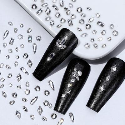 Nail Art Diamond Imitation Rose Cut Flat Bottom Zircon Diamond Light Luxury Transparent White Horse Eye Rhombus Water Drop Mini Special-Shaped Diamond