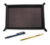 Grained Chocolate Color Cowhide Leather Pen Blue Metal Touch Stick and Slim 60 Ballpoint Pen Gold Set Tray, TRATYO-ALL-SV60KBP