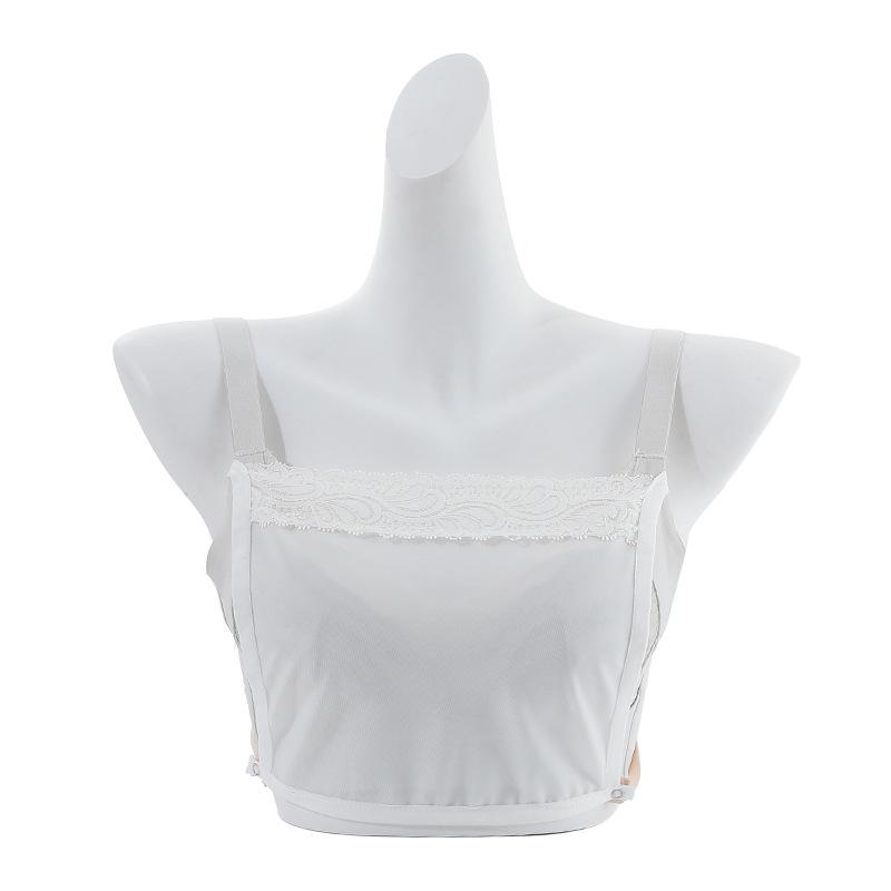 Lace Strapless Modesty Cover: Anti-Light Exposure V-Neck Chest Cover Collar Innerwear