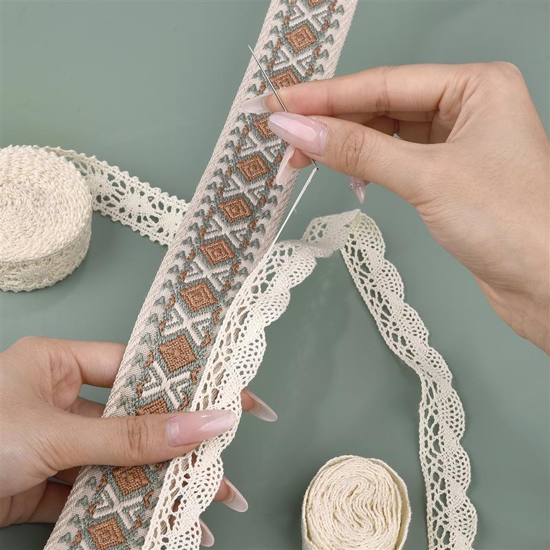 5 Yards Cotton Thread Lace Wave Woven Cotton Thread Lace Handmade DIY Clothing Curtain Materials Lace Satin Ribbon