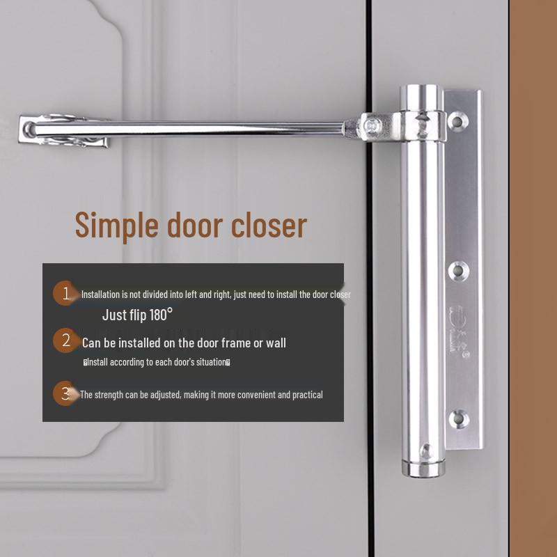 Aluminum Alloy Hydraulic Buffer Fireproof Door Closer for Silent Double Swing and Anti-theft Doors.