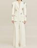 In Stock: 2025 European & American Fashion Beaded Jacket & Slit Flared Pants Set