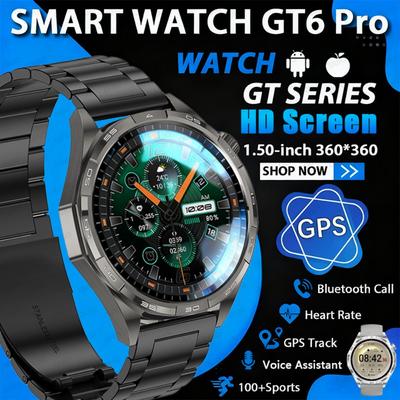 2026 Nowy Zegarek 6 Pro Sportowy Zegarek Smartwatch Męski 1,50” Ekran HD Śledzenie Trasy GPS Wysokościomierz Ciśnienie Tętno Smartwatch