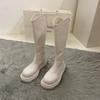2025 Chunky Sole Women's Round Toe Martin Boots - Slimming Korean Style, Back Zip, Autumn/Winter.