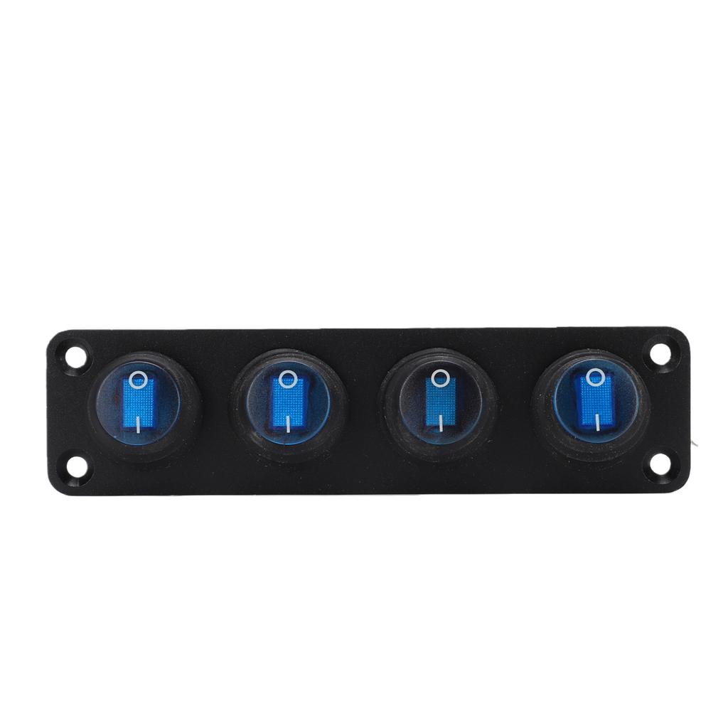 4 Gang Rocker Switch Panel LED Lighted Water Proof Rocker Switch Panel for Marine Cars Trucks RV