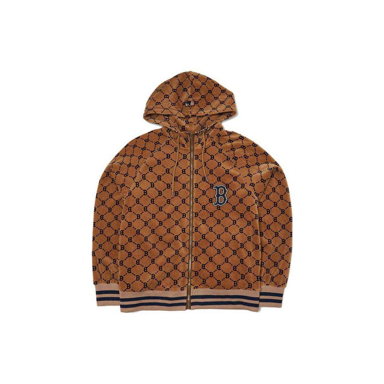 MLB Boston Red Sox Vollprint Reißverschluss Hoodie Jacke Unisex Jacken Braun 3ATRM0224-43BGD M brown