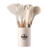 Set da 12 Pezzi di Utensili da Cucina in Silicone con Manici in Legno - Set Spatola e Cucchiaio