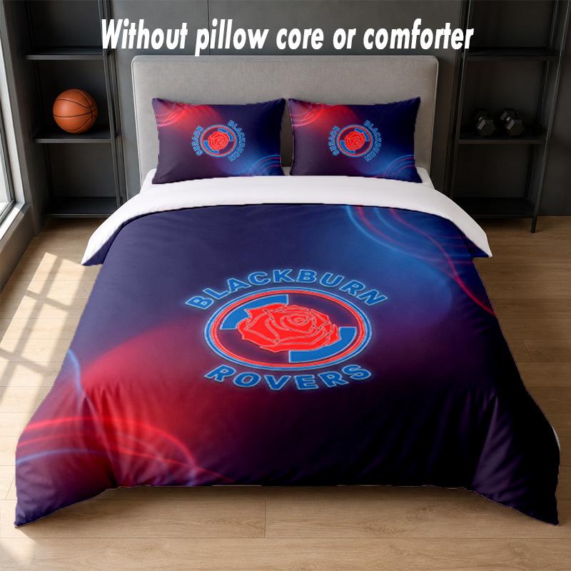Blackburn Rovers Football Design Bed Bedding Set 1 Duvet Cover + 2 Pillowcases Soft Breathable Household Bed Linens