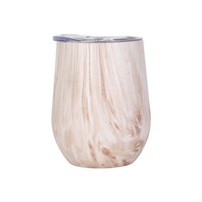 12oz Egg Shaped Wine Tumbler Double Wall 304 Stainless Steel Insulated Beer Coffee Cup with Splash Lid