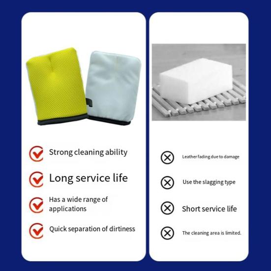 1Pc Car Interior Cleaning Glove 2-in-1 Leather And Glass Scrubber Mitt for Auto Seats Non-Scratch Dual-Sided Wash Mitt for Upholstery And Windows