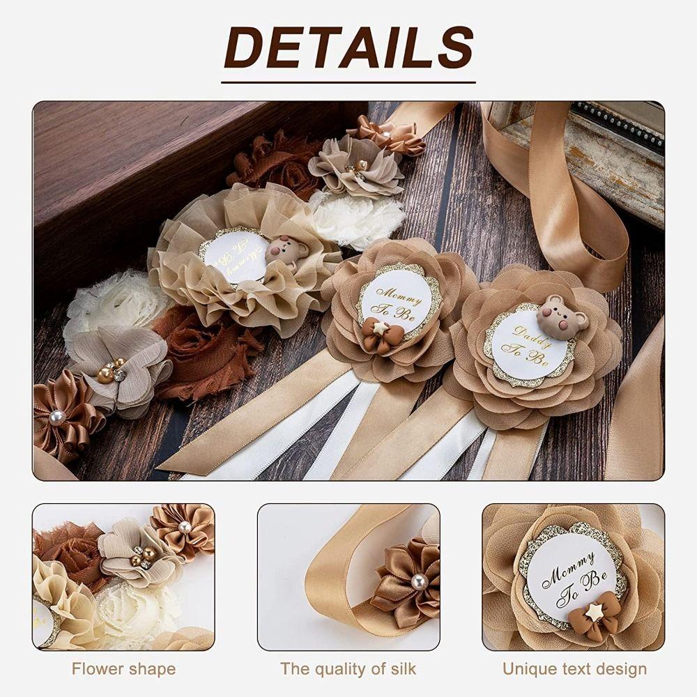 

Булавка для папы с кушаком Mommy to Be с синим цветком Ba, набор булавок для корсажа, детский плюшевый мишка, пояс для беременных Mommy