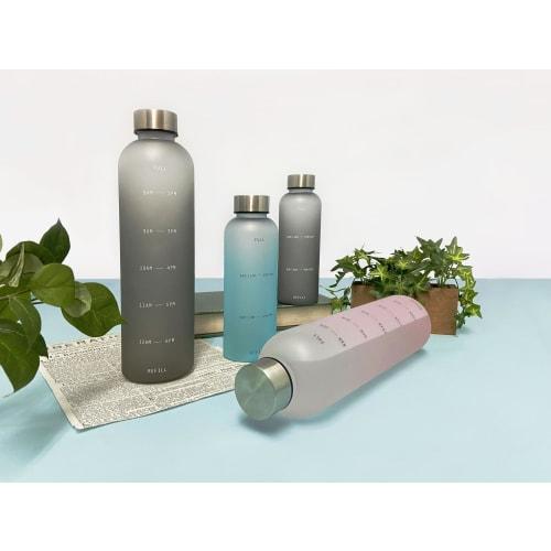 0.5 Liter Water Bottle, 500ml, with Time Marker, BPA-Free [Drink 2 Liters of Water Per Day!] Outdoor Sports Bottle, Large Capacity, Gray, 500ml