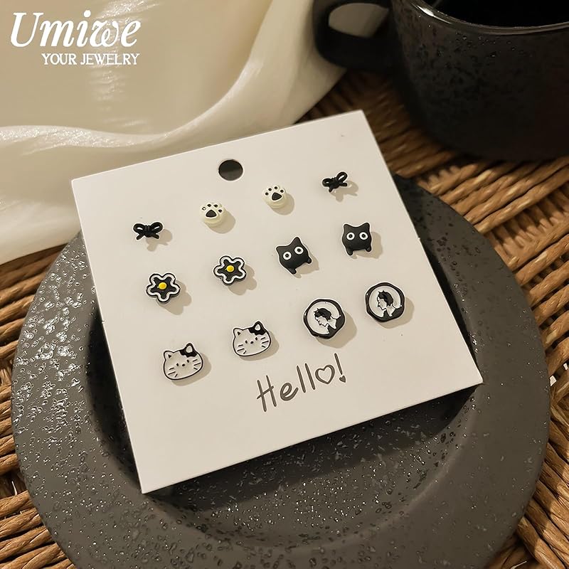 Umiwe earrings set surgical stainless steel ladies Popularity Compatible with metal allergies Fashionable cute small South Korea woman accessories