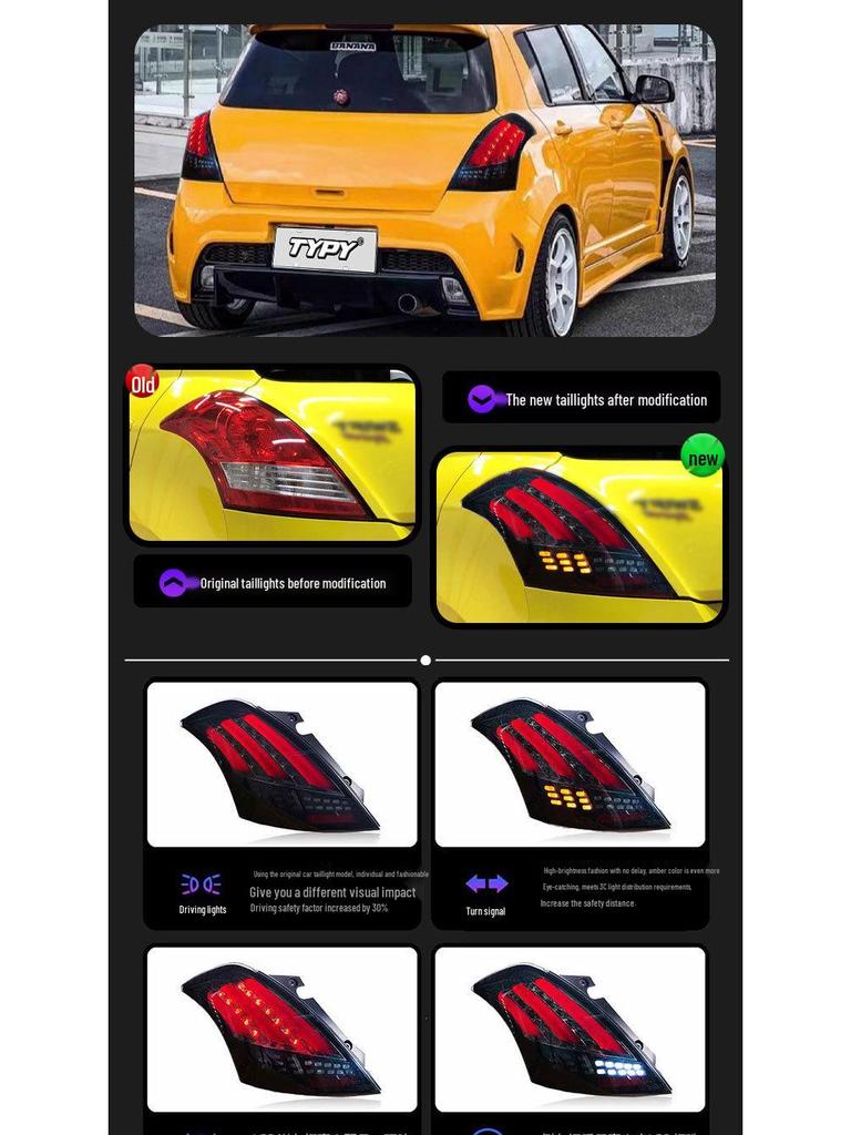 LED Taillight Assembly for 2005-2016 Suzuki Swift with DRLs and Turn Signals