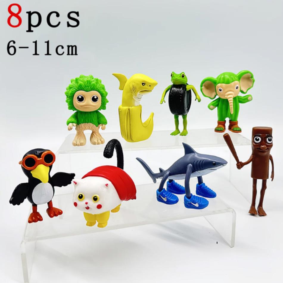 8-12Pcs Italian Brainrot Anime Action Figure Set Tung Tung Sahur Tralalero Tralala Bombardino Crocodilo Figures Model Toy Gifts