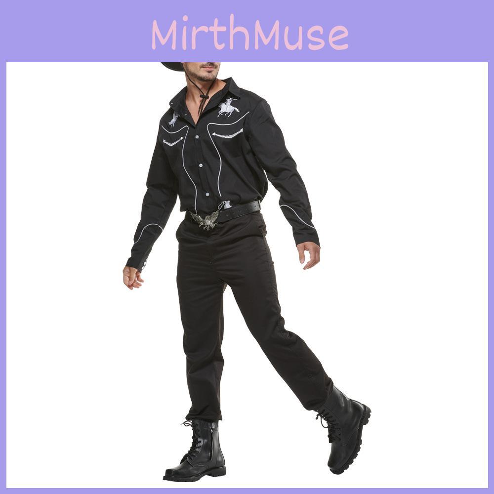 Western Cowboy Shirt Costumes For Halloween Party With Polyester Fabric For Men