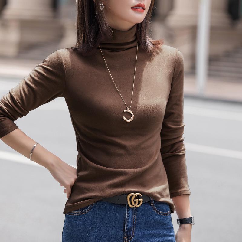Women's Long Sleeve T-Shirt Crew Neck Solid Color Pullover Tops Loose Basic Top