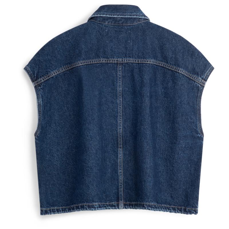 Calvin Klein Cotton American Vintage Square Pocket Sleeveless Shirt Women Tops Dark-Blue J223737