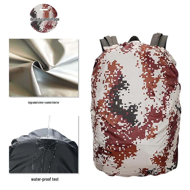 Camouflage 80L Wasserdichter Digitaler Rucksack mit Regenhülle – Ideal für Wandern, Trekking, Radfahren und Schule.