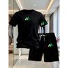 2026 Summer Fashion Trendy Casual Sports Two Piece Set Youth Men's Short sleeved T-shirt+Shorts Set Trendy 2D Printed Pattern