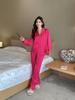 New ice silk pajamas women's spring and autumn simple large size love jacquard long-sleeved set loungewear