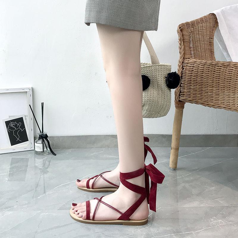 Shoes Sandals Pinch Flat-Bottomed Roman Strappy Ankle Flat Straps Summer 2018MA9 Shoes Sandals Pinch Flat-Bottomed Roman Strappy Ankle Flat Straps Summer 2018MA9