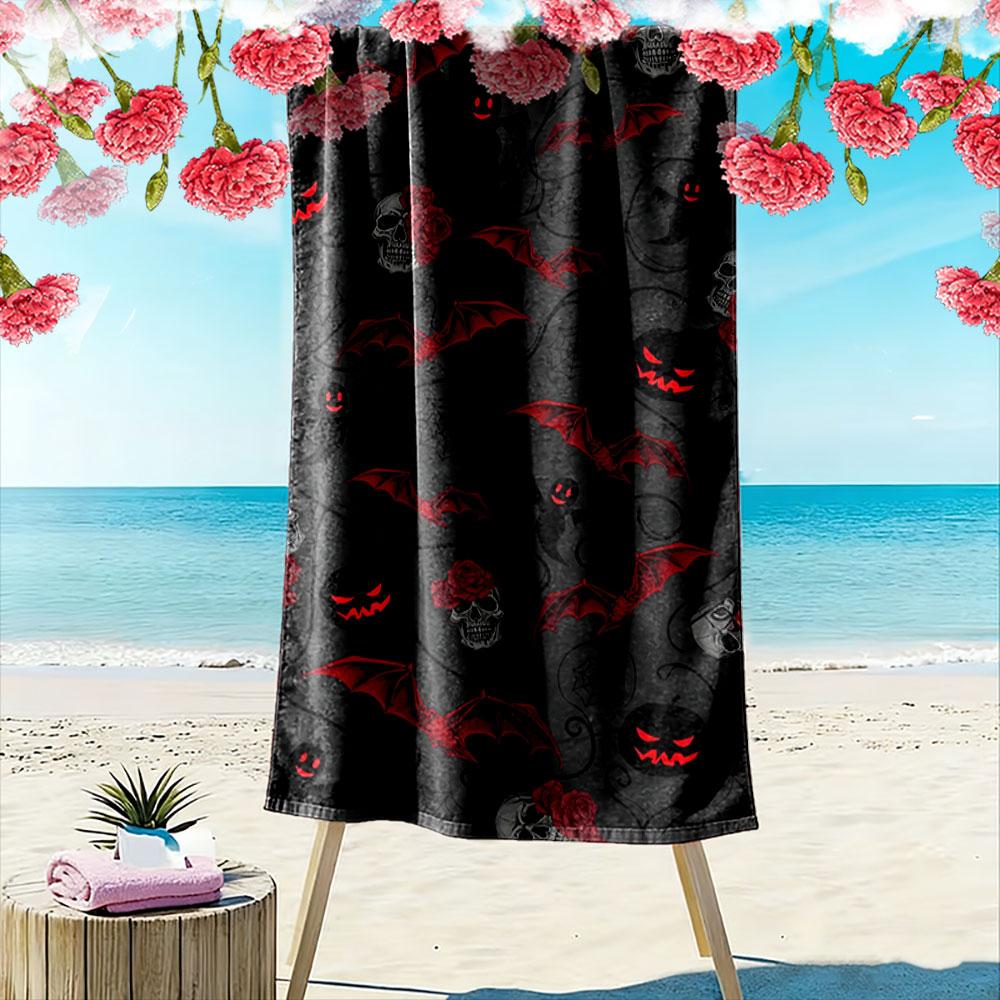 Hauntingly Gothic Crimson Whispers Print Beach Towel, Quick Drying, Suitable for Travel, Outdoor Sports, Jogging, the Beach and Swimming, Gift