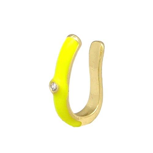 Single One Ear Cuff Neon Green Yellow Bright Fluorescent Jewelry Geometric Round U Clip On Earrings No Piercing Earcuff Aretes