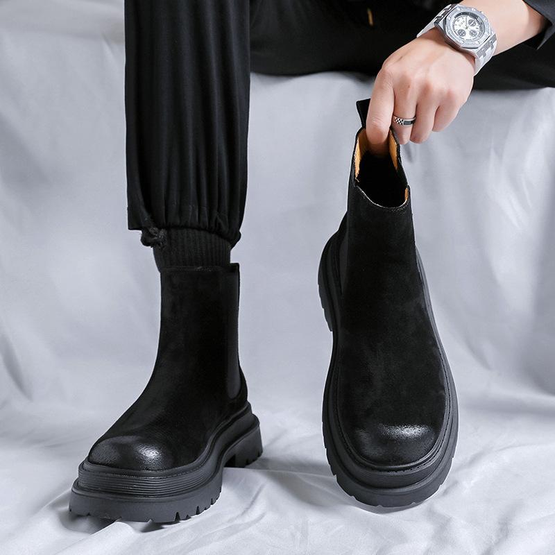 

Ботинки «Челси» на толстой подошве, мужские ботинки-сигареты, новые весенние и осенние ботинки, трендовый стиль академии 44161-R 38 чёрный
