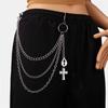 Punk Jeans Pants Chain Multi Layer Chain Cross Charm Waist Wallet Chain Summer Belt for Dancers
