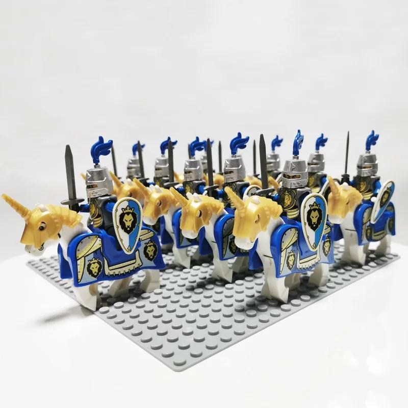 Medieval Roman Dynasty Commander Golden Warrior Spartan Solider Hawk Princess King Dragon Knight War Horse Figure Block Kids  Children Toy
