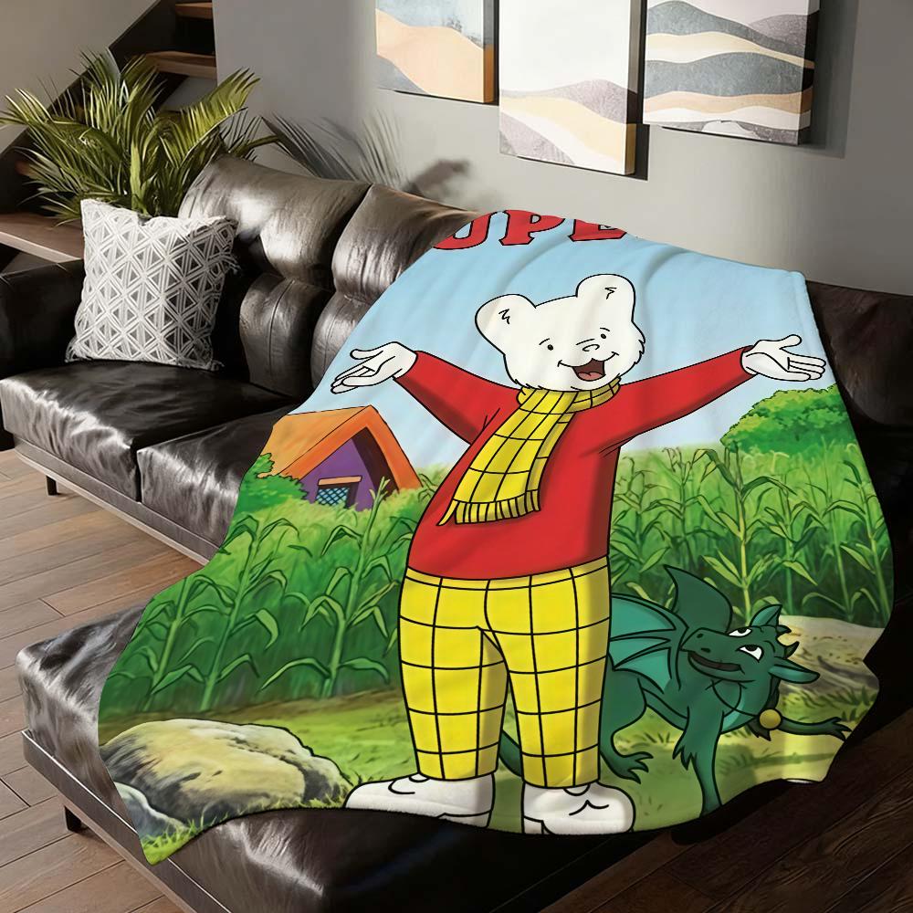 Cartoon Cute R Rupert B Bear Blanket For Sofa Office Bed Plane Travel Sleep Read Relax Camping Soft And Warm