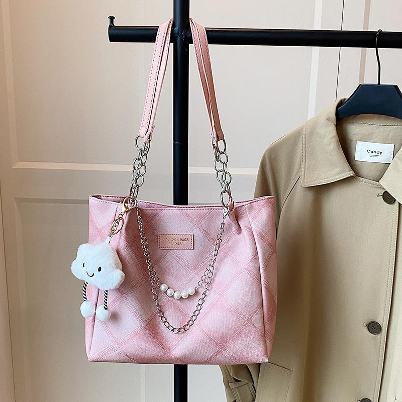 Casual Simple Plaid Women Shoulder Bags Vintage Ladies Large Capacity Tote Bag Thread Design Versatile Ladies Underarm Handbags