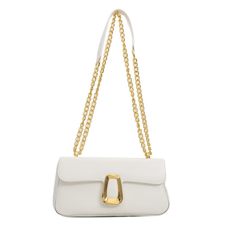 

Женская сумка с цепочкой, нишевая дизайнерская сумка, женская новая модная сумка через плечо, иностранный стиль, универсальная сумка из ПУ белый