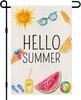 Hello Summer Garden Ag 12X18 Inch Double Sided Burlap, Beach Sign Yard Outdoor 7445012338353 ZZY