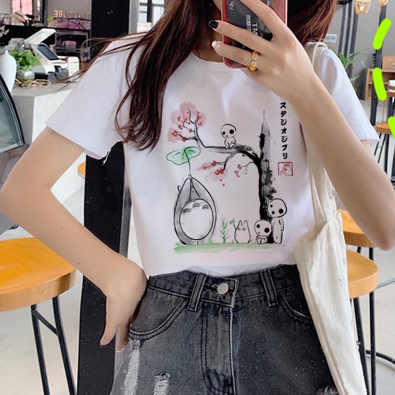 Kawaii Totoro Harajuku T Shirt Women Studio Ghibli Cute Cartoon T-Shirt Ullzang 90S Funny Tshirt Fashion Graphic Top Tees Female