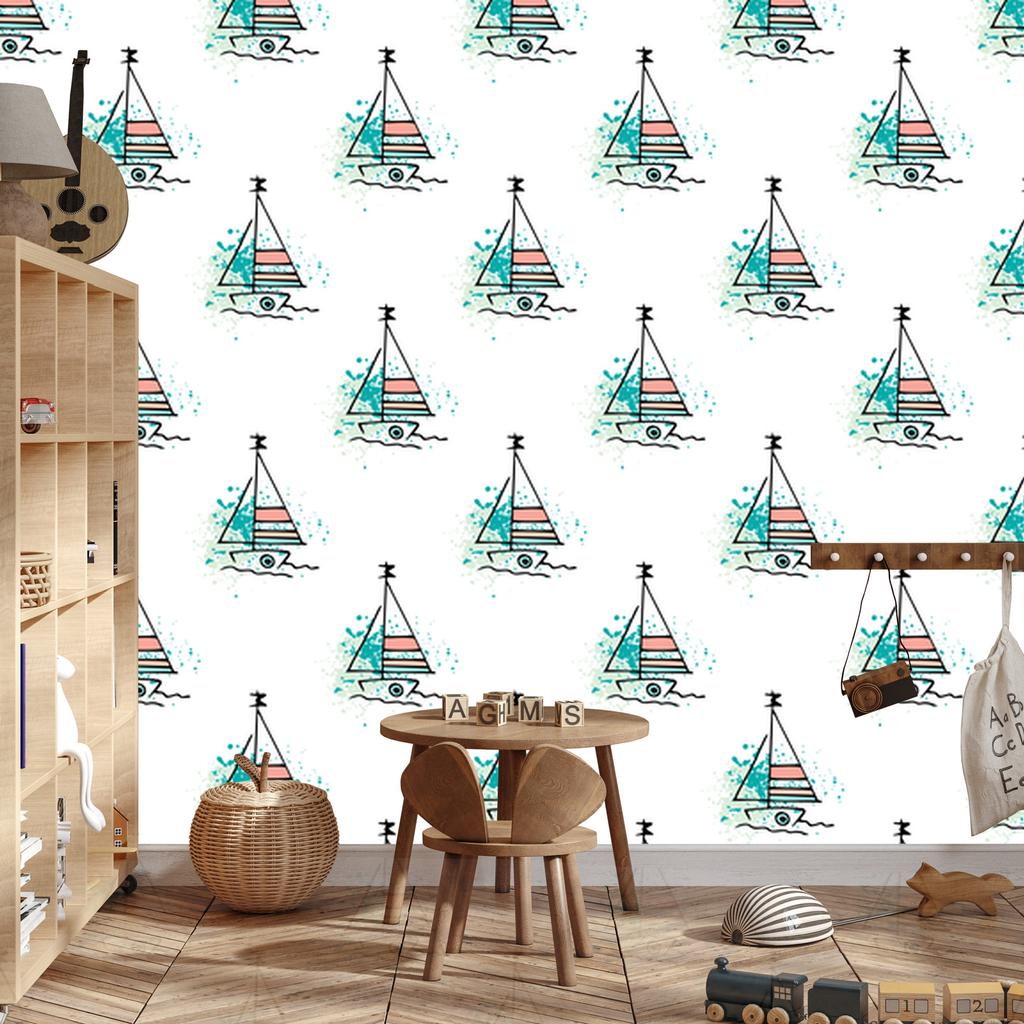 Minimalist sailboat wallpaper for living room and bedroom 50x1000