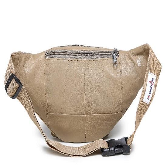 Noora Leather Beige for Men's & Women's Waist Bag Fanny Bag Travel Pouch Passport Holder