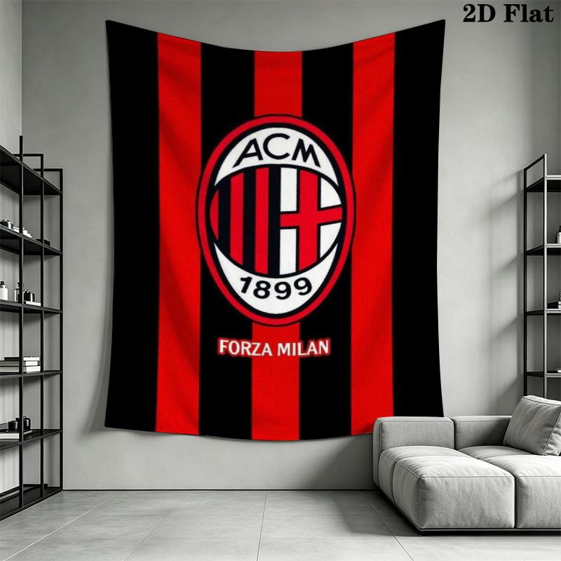 AC Milan Wall Tapestry Aesthetic Wall Hanging Printed Fabric Blanket Decorative Tapestries for Bedroom Living Room Home Decor