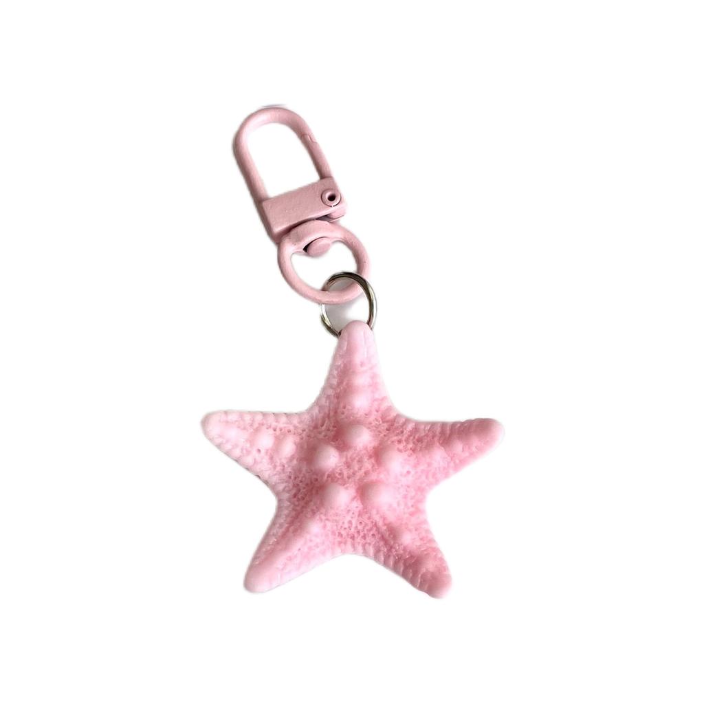 Colorful Starfish Keyring Sea Star Shaped Keychain Handmade Pentagrams Pendant Key Chain Handmade Bag Accessories