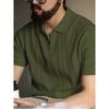 Short Sleeve Polo Shirt Men Summer Thin High-end Feel Ribbed Ice Silk Half-zip Turn-down Collar Slim Fit Knitted T-shirt