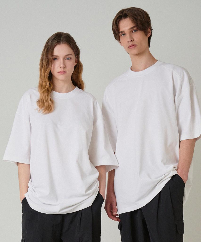 Baldebeullangko [2Pack] Cotton Cut-Out Oversized Short Sleeve T-Shirt 3 Colors