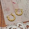 Edelstahl vergoldet 18K Gold Französisch Glatt Hohl Ohrringe Mode Vielseitig Geometrisch Titanstahl Kreis Ohrringe Damen