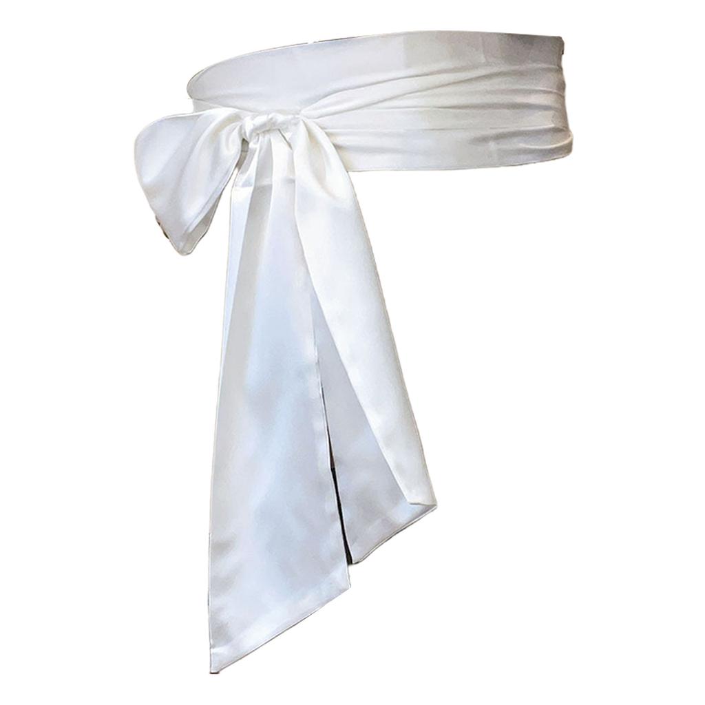 Ribbon Waistband Wide Belt Women's Dress Bow Tie Sash Corset Belt for Weddings and Parties 250cm Long Solid Color