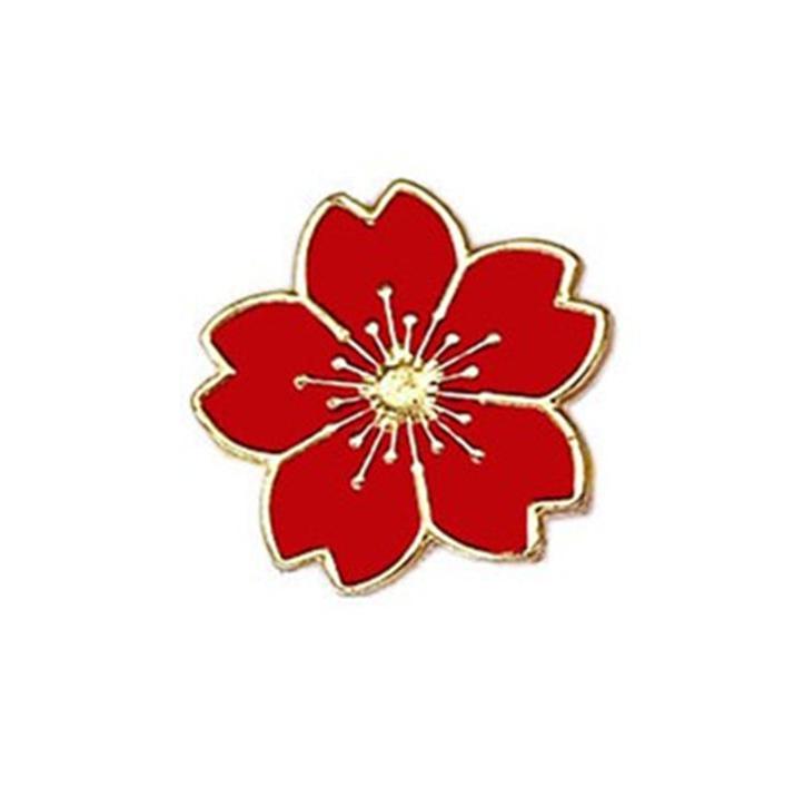 New Sweet Girl Style Beautiful Cherry Blossom Drop Oil Brooch Alloy Badge Small Flower Collar Needle Clothing Brooch Zircon красный
